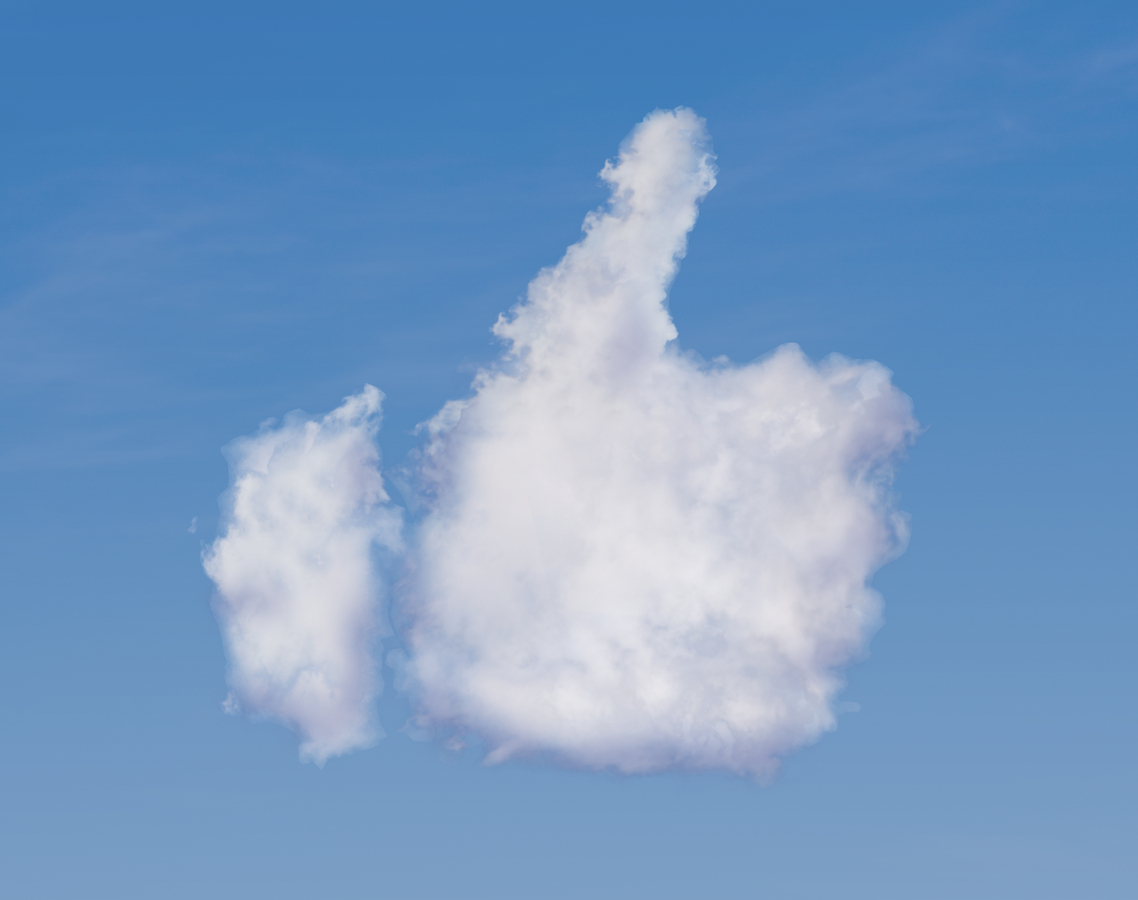 Das Bild zeigt eine Wolke in Form eines Daumens, der nach oben zeigt.